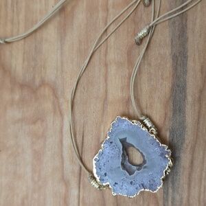 Druzy Agate Free-form Pendant Necklace
